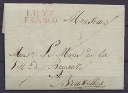 L. Datée 24 Décembre 1816 De MORTIER Pour Maire De La Ville De BRUXELLES - Griffe "LUYK / FRANCO" (franchise) - 1815-1830 (Periodo Olandese)