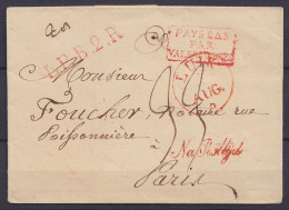 LSC (sans Texte) Càd LUIK /4 AUG Pour PARIS - Griffes "Na Posttijd" & "L.P.B.2.R" [PAYS-BAS PAR VALENCIENNES] - Port "33 - 1815-1830 (Periodo Olandese)