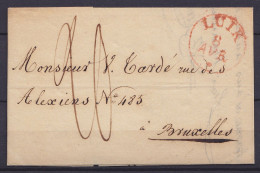 L. Datée 6 Avril 1830 De Liège Càd LUIK /8 AVR ("LU" Rapproché) Pour BRUXELLES - Port "20" (au Dos: Càd BRUSSEL) - 1815-1830 (Periodo Holandes)