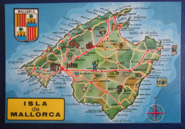 CPM CARTE POSTALE  CARTE GÉOGRAPHIQUE DE L ILE DE MAJORQUE (  ESPAGNE ) - Carte Geografiche