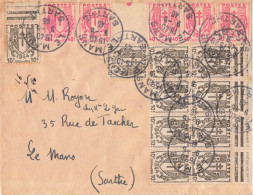 CHAINES BRISEES X 15 SUR LETTRE AU TARIF 1ER ECHELON (3f) LE MANS SARTHE 9/6/1946 - 1921-1960: Modern Period