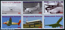 Netherlands Antilles 2009 Aeroplane History 6v [++], Mint NH, Transport - Aircraft & Aviation - Aviones