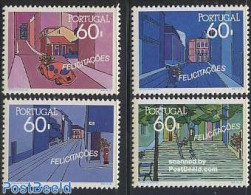 Portugal 1990 Greeting Stamps 4v, Mint NH, Transport - Automobiles - Railways - Nuovi