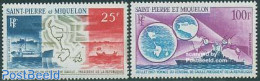 Saint Pierre And Miquelon 1967 De Gaulle Visit 2v, Mint NH, Transport - Various - Ships And Boats - Maps - Ships