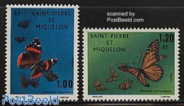 Saint Pierre And Miquelon 1975 Butterflies 2v, Mint NH, Nature - Butterflies - Other & Unclassified
