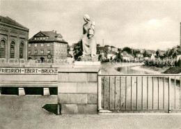 73780290 Hof Saale Friedrich Ebert Bruecke Statue Kupfertiefdruck Hof Saale - Hof