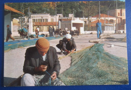 CPM CARTE POSTALE LE RACCOMMODAGE DES FILETS DANS LE PORT DE BENI-SAF    ( MAROC  ) - Fishing