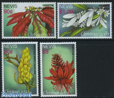 Nevis 2001 Christmas, Flowers 4v, Mint NH, Nature - Religion - Flowers & Plants - Christmas - Kerstmis