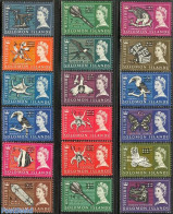 Solomon Islands 1966 Definitives, Overprints 18v, Mint NH, Nature - Transport - Animals (others & Mixed) - Birds - But.. - Pesci