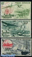 Saint Pierre And Miquelon 1947 Airmail Definitives 3v, Mint NH, Transport - Aircraft & Aviation - Ships And Boats - Vliegtuigen