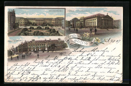 Lithographie Berlin, Universität, Königl. Zeughaus, Königl. Opernhaus  - Mitte