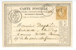 CARTE POSTAL PRECURSEUR Invitation Du Curé Barré D' ARGUEIL 76 Pour Architecte DAUPHINE Rue Des Carmes à ROUEN An 1873 - 1849-1876: Klassik