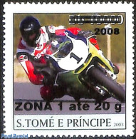 Sao Tome/Principe 2008 Motor Racing, Overprint, Mint NH, Sport - Transport - Motorcycles - Motorbikes