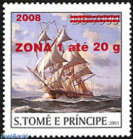 Sao Tome/Principe 2008 Ship, Overprint, Mint NH, Nature - Transport - Water, Dams & Falls - Ships And Boats - Barcos