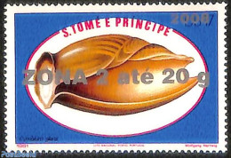 Sao Tome/Principe 2008 Cymbium Glans Shell, Overprint, Mint NH, Nature - Shells & Crustaceans - Meereswelt