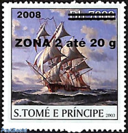 Sao Tome/Principe 2008 Ship, Overprint, Mint NH, Nature - Transport - Water, Dams & Falls - Ships And Boats - Schiffe