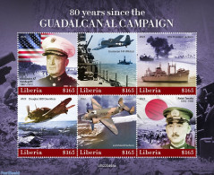 Liberia 2022 80 Years Since The Guadalcanal Campaign, Mint NH, History - Transport - Flags - World War II - Aircraft &.. - WW2 (II Guerra Mundial)