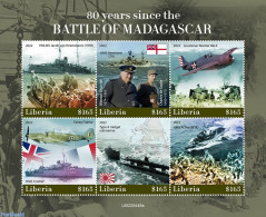 Liberia 2022 80 Years Since The Battle Of Madagascar, Mint NH, History - Transport - Flags - World War II - Aircraft &.. - Seconda Guerra Mondiale