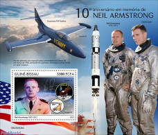 Guinea Bissau 2022 10th Memorial Anniversary Of Neil Armstrong , Mint NH, Nature - Transport - Birds Of Prey - Aircraf.. - Flugzeuge