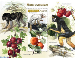 Guinea Bissau 2022 Fruits And Monkeys, Mint NH, Nature - Fruit - Monkeys - Fruits