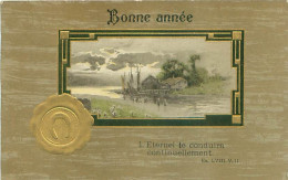 Carte Gaufrée  - Bonne Année - Paysage Medaillon   Q 2572 - Nieuwjaar