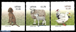 Latvia 2024 Dog/sheep/goose 3v S-a, Mint NH, Nature - Animals (others & Mixed) - Birds - Cattle - Dogs - Otros & Sin Clasificación
