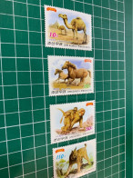 Korea Stamp MNH 2015 Birthday Gift Animals Perf Camel Horse Monkey Cat Wild - Korea, North