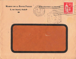 PAIX 50C SUR LETTRE A FENETRE MAISON DE LA BONNE PRESSE PARIS 31/1/1935 POUR CRAON MAYENNE CP N°2 POSTE AUTOMOBILE RURAL - 1921-1960: Moderne