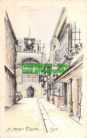 R535639 Rye. St. Mary Church. Pencil Sketch. Norman - World