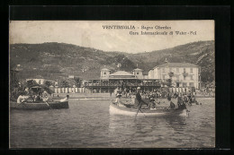 Cartolina Ventimiglia, Bagno Oberdan, Gara Internazionale Di Water-Pol  - Other & Unclassified