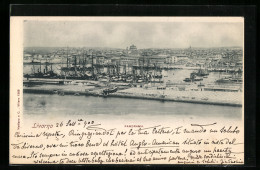 Cartolina Livorno, Panorama Des Hafens, Segelschiffe  - Livorno