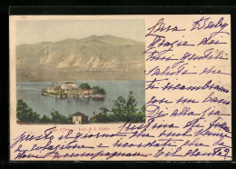 Cartolina Isola Di S. Giulio /Lago D`Orta, Panoramablick Auf Insel Und Gebirge  - Altri & Non Classificati
