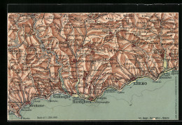 AK Landkarte Der Italienischen Küstenregion Zwischen Sanremo Und Ventimiglia  - Mapas