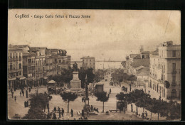 Cartolina Cagliari, Largo Carlo Felice E Piazza Jenne  - Cagliari