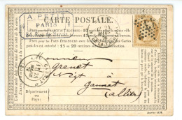 CARTE PRECURSEUR Pour GRENET Négociant à GANNAT 03 Allier De La Part De A. Petit 84 Rue De Rivoli à PARIS Année 1876 - 1849-1876: Classic Period