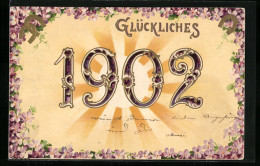 Lithographie Glückliches 1902, Jahreszahl Und Veilchen  - Other & Unclassified