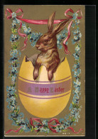 AK Osterhase Blickt Aus Einer Eierschale  - Easter