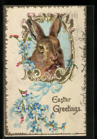 AK Osterhase Mit Vergissmeinnicht  - Easter
