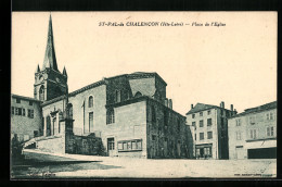 CPA St-Pal-de-Chalencon, Place De L`Eglise  - Autres & Non Classés