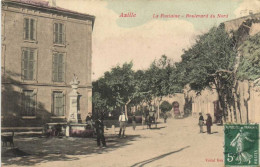 AZILLE  La Fontaine Boulevard Du Nord Animée Attelage Colorisée Rare RV - Other & Unclassified