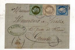 Document Avec Timbre 4C Dans Affranchissement Tricolore Oblitération 01/09/1871 - 1849-1876: Klassik