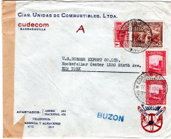 77859 - Kolumbien - 1942 - 2@15c Luftpost MiF A LpBf M US-Zensur BARRANQUILLA -> New York, NY (USA) - Kolumbien