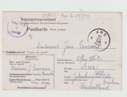 Prisoner Of War Card From Belgium To Germany, Oflag VIII C In Juliusburg (now Dobroszyce, Polen), Posted Ans 12.7 - Militaria