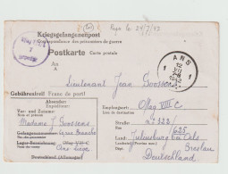 Prisoner Of War Card From Belgium To Germany, Oflag VIII C In Juliusburg (now Dobroszyce, Polen), Posted Ans 12.7 - Militares