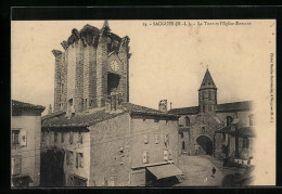 CPA Saugues, La Tour Et L`Eglise Romane  - Saugues