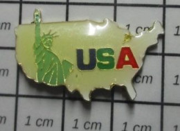 121 Pin's Pins / Beau Et Rare / AUTRES / CARTE DES USA STATUE DE LA LIBERTE Mais Quelle Liberté ? - Sonstige & Ohne Zuordnung