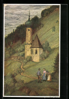 Künstler-AK Matthäus Schiestl: Blick Auf Die Berkirche  - Schiestl, Matthaeus