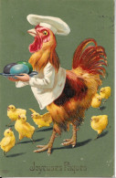 Joyeuses Pâques - Maître Coq Avec Ses Poussins - Carte Gaufrée EAS De 1910 - Pâques