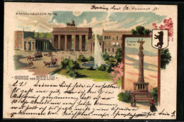 Lithographie Berlin, Brandenburger Tor Und Siegessäule  - Otros & Sin Clasificación
