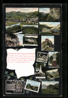 AK Appenzell, Ortsansicht, Escher, Meglisalp, Wildkirchli, Scheffel-Denkmal  - Appenzell